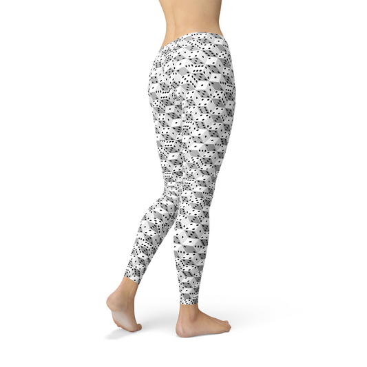 Womens Black and White Dice Leggings - Sparta Fitness