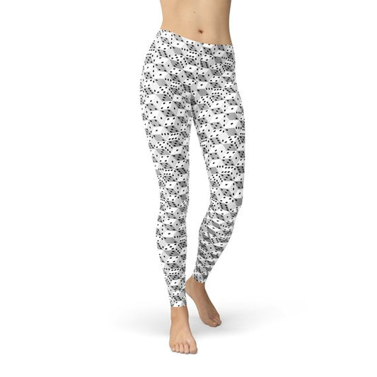 Womens Black and White Dice Leggings - Sparta Fitness